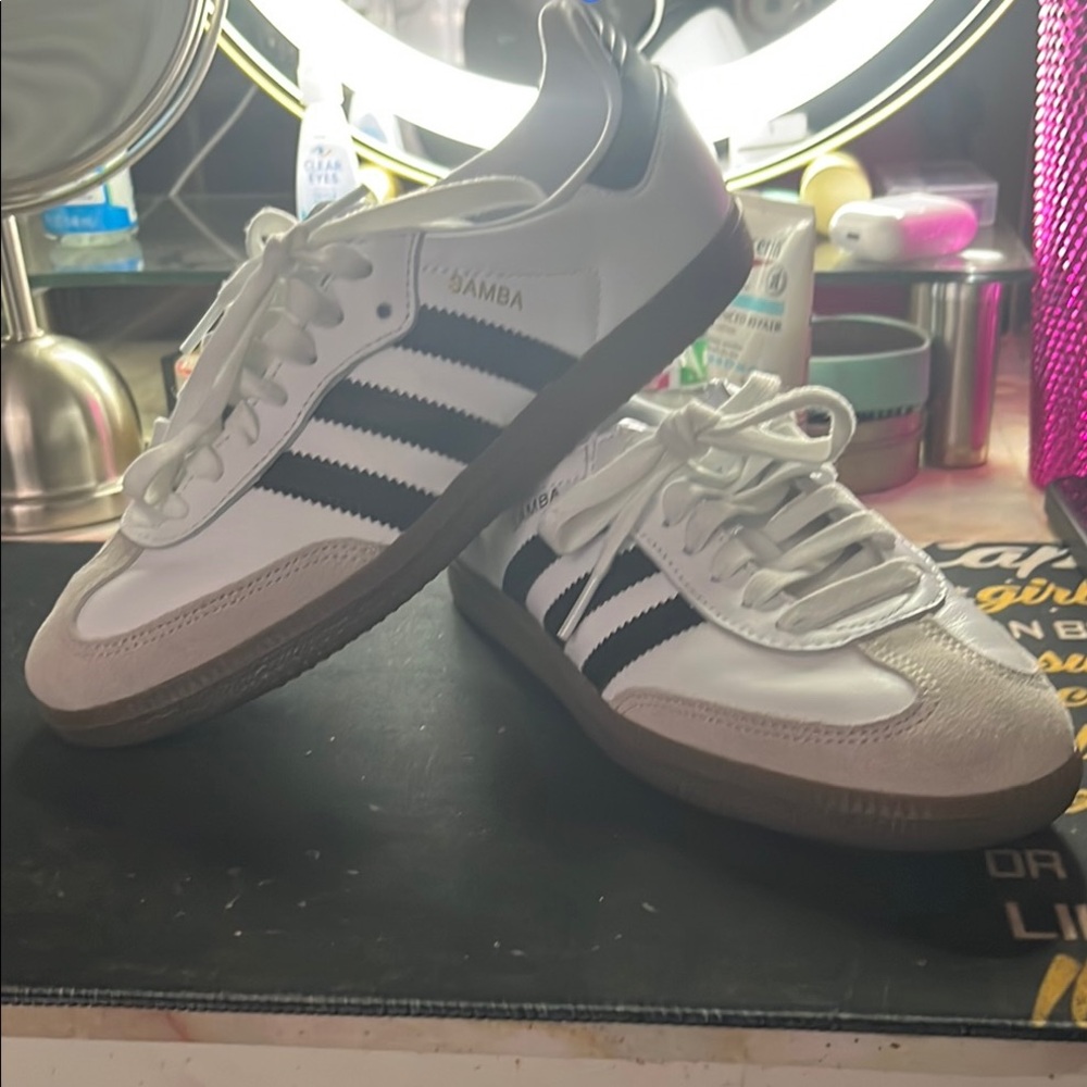 Adidas Samba White and Black Trainers